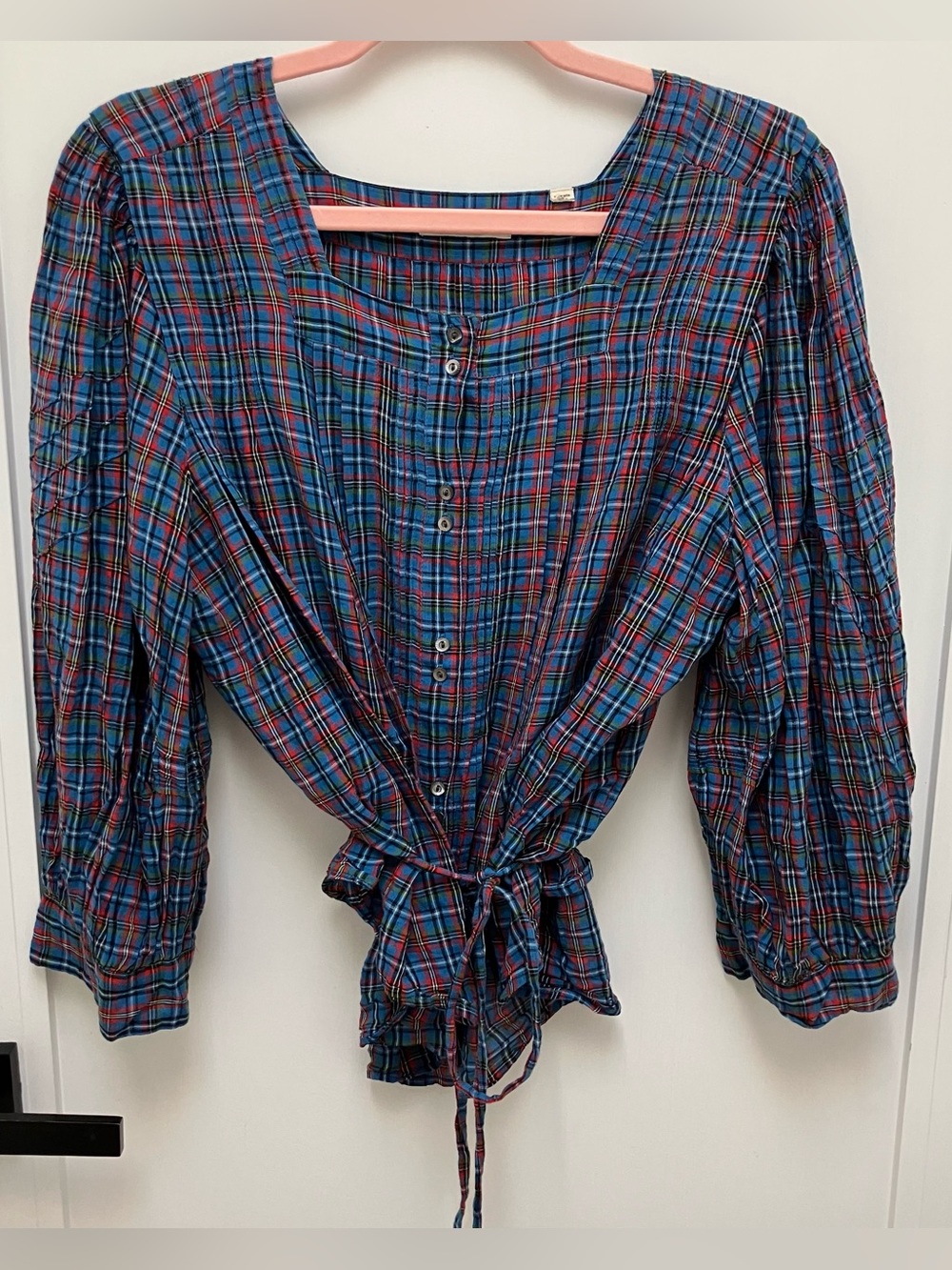 DÔEN Toulouse Top in French Plaid Blue - Size Small - Picture 4 of 11